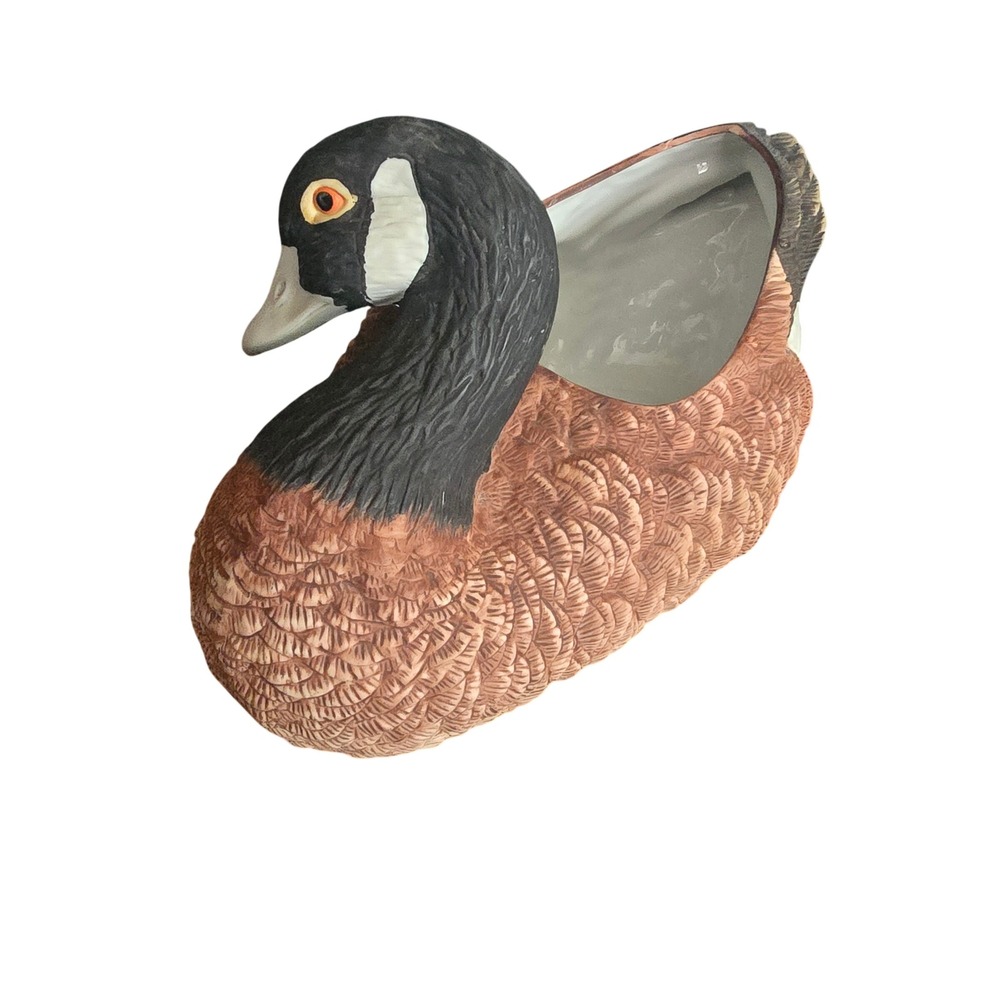 Vintage Ceramic Canada Goose Planter Figurine Hand Painted Made in Taiwan